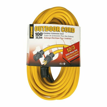 PRIME WIRE & CABLE 100' 12/3 Sjtw Yellow Extension Cord PW-EC500835